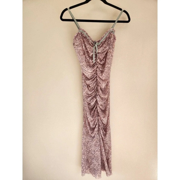 NWT By Anthropologie Sheer Mesh Dress Size L Pink Combo - Picture 2 of 11